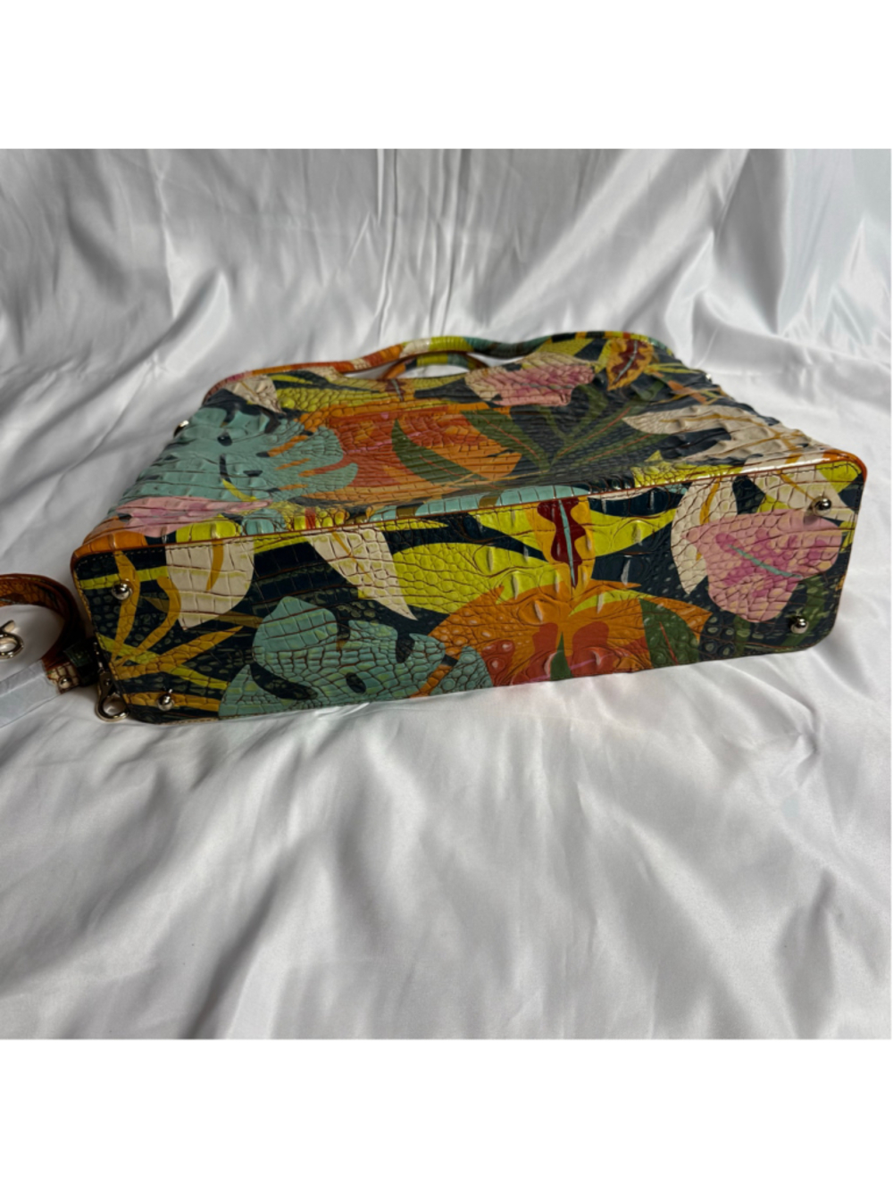Women's Brahmin Elaine Retro Jungle Melbourne Leather Satchel - Picture 8 of 12